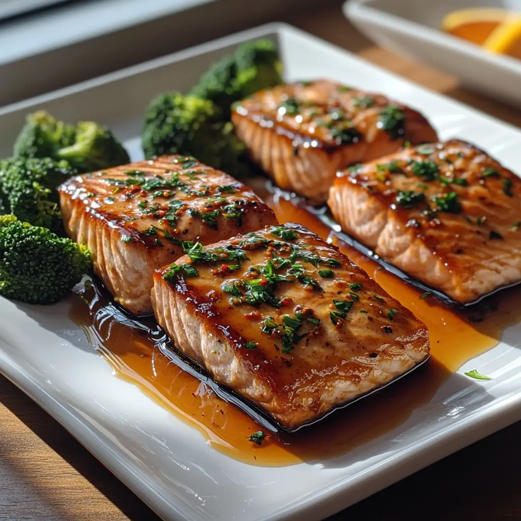 Different variations of honey soy glazed salmon with spicy and citrus glazes.