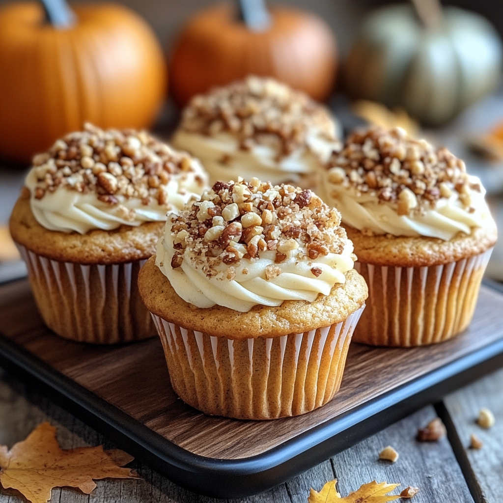Different variations of pumpkin spice muffins with frosting and streusel topping.