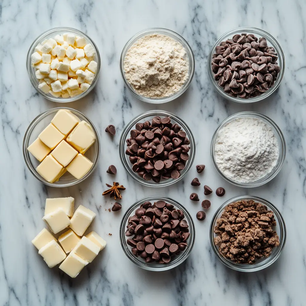 Ingredients for dairy-free chocolate chip cookies arranged on a countertop.