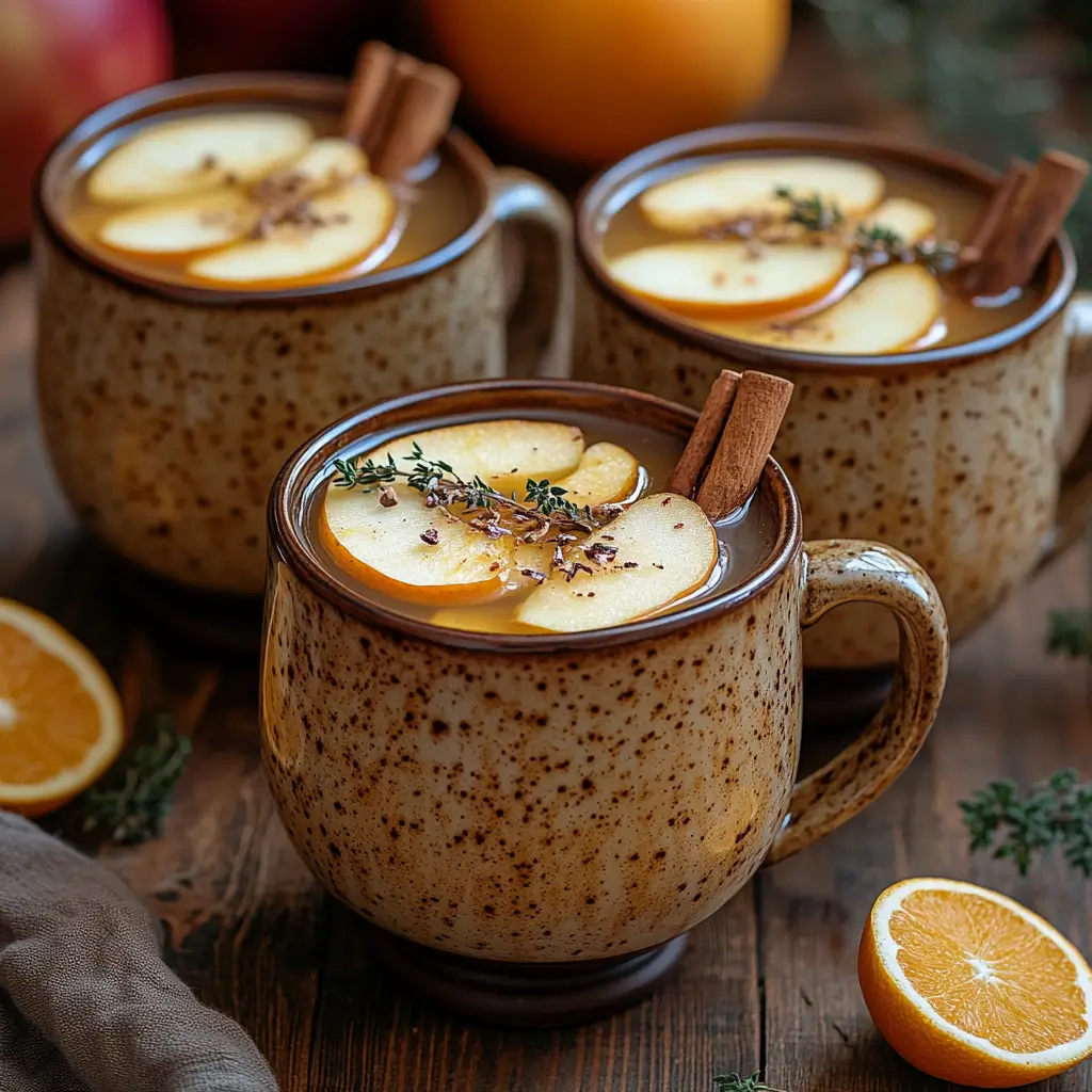 Different variations of cinnamon apple cider with spices and orange slices.