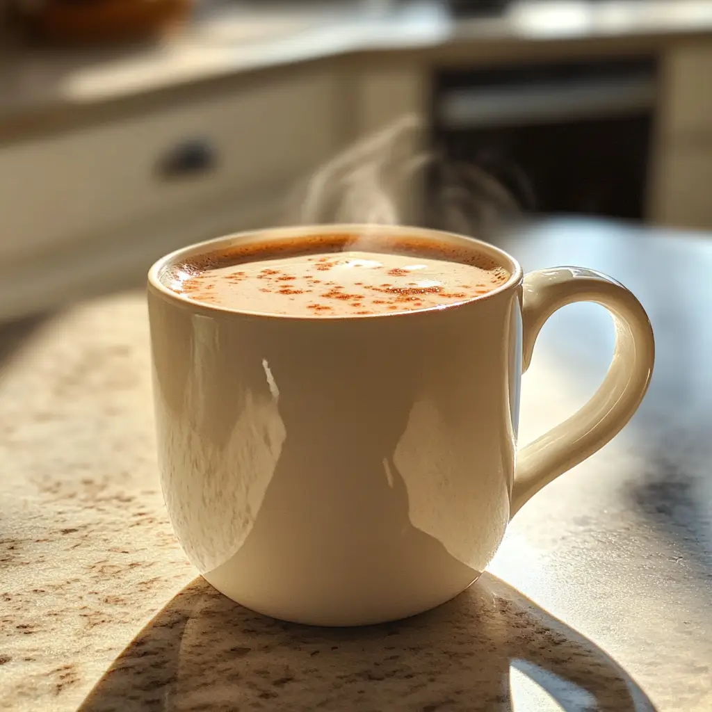 Almond milk and chai spices on a kitchen counter.