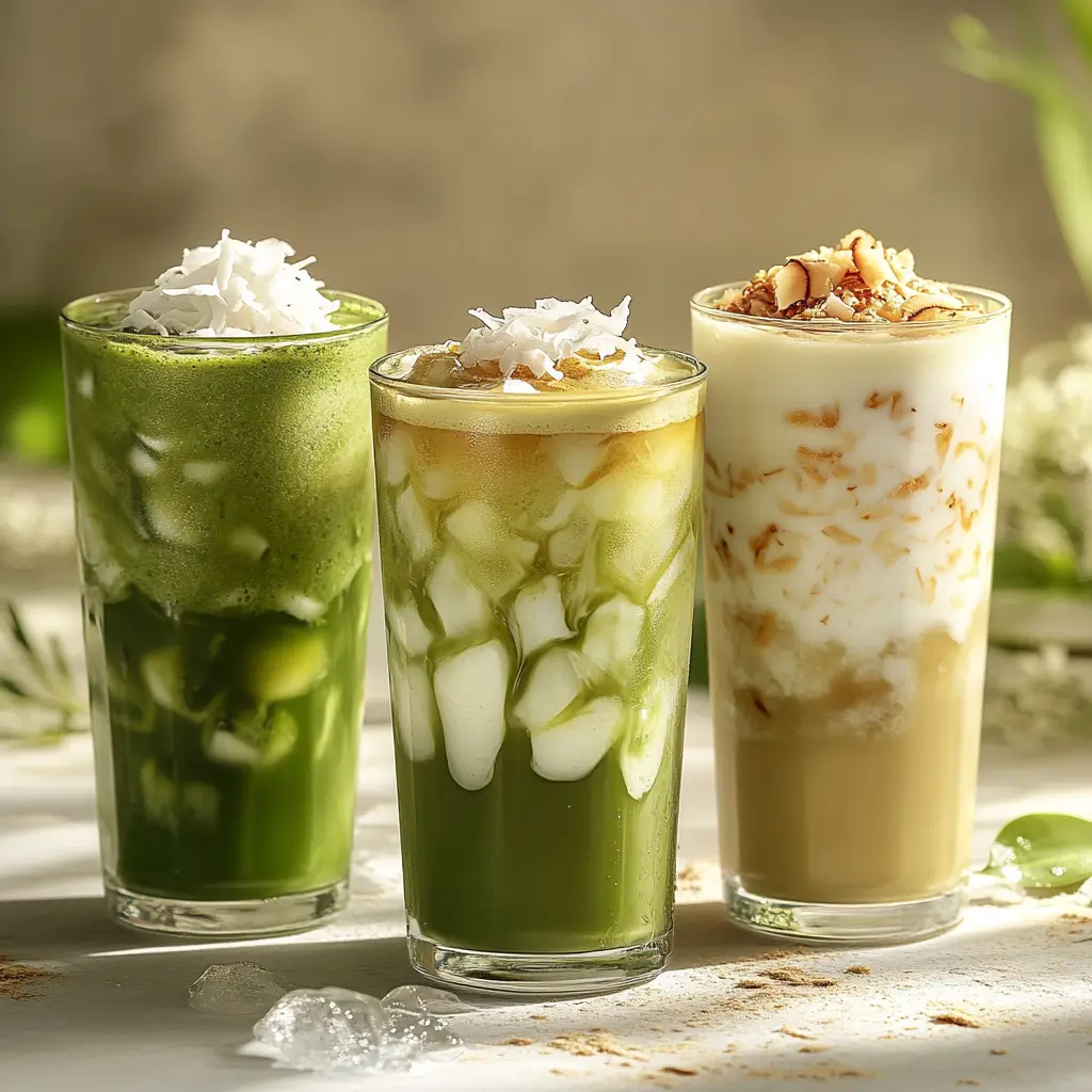 Three versions of chai spiced almond milk with different flavor profiles.