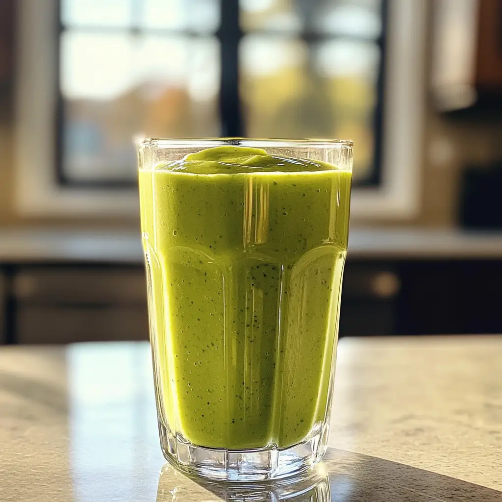 Simple avocado spinach smoothie in a glass