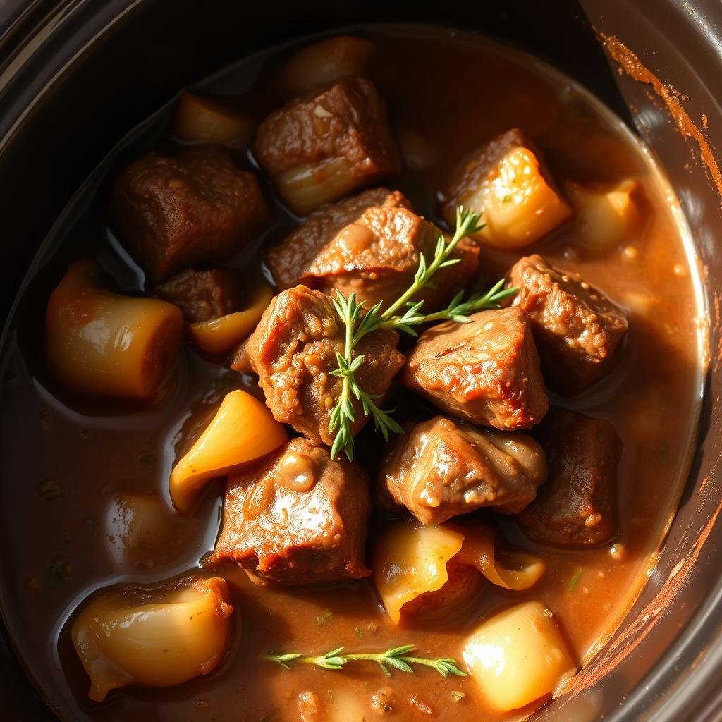 Crockpot French Onion Beef Tips: Tender & Flavorful